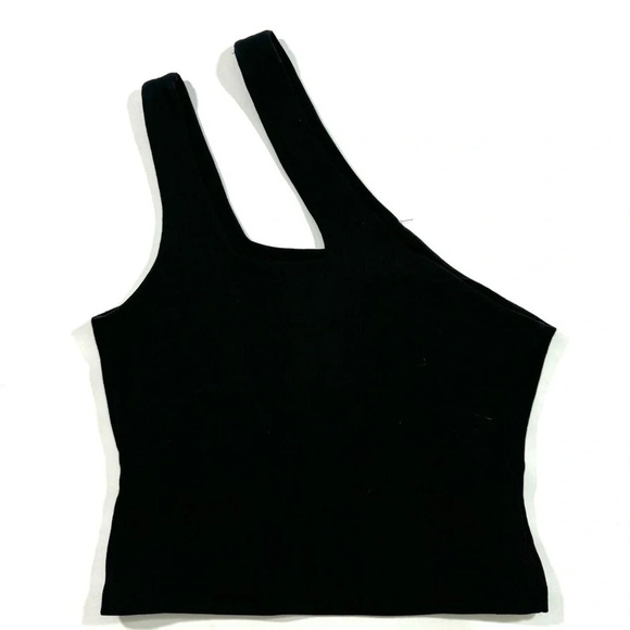 Grey Lab Asymmetrical Double Strap Tank Top Black - Picture 2 of 6